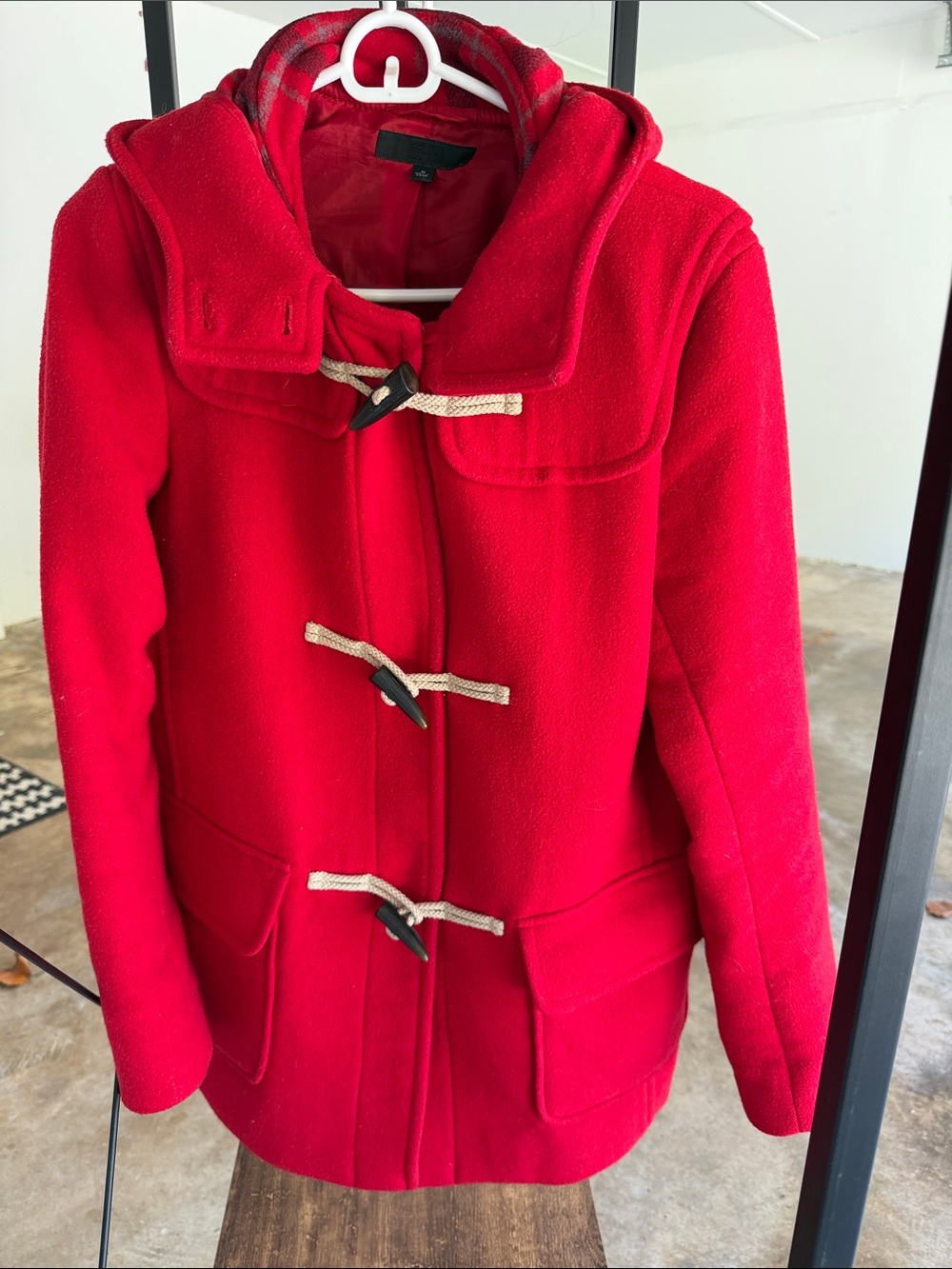Uniqlo Women’s Red Hooded Toggle Coat